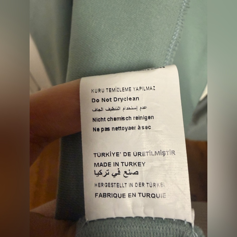 Light Sage Open-Front Long Cardigan with White Trim Size 10 - Picture 6 of 7